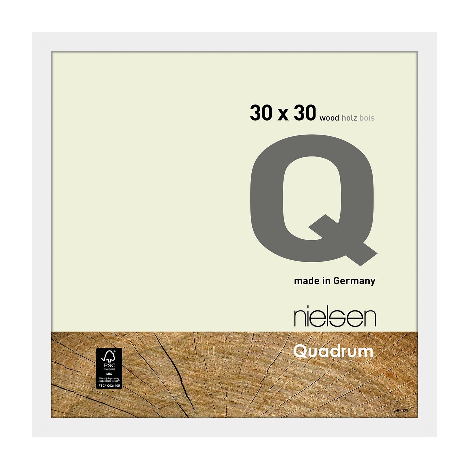 nielsen Quadrum Wooden Picture Frame - Matt White 30x30cm - with Float Glass and Easy Push-Turn Clips - for Photos and Art