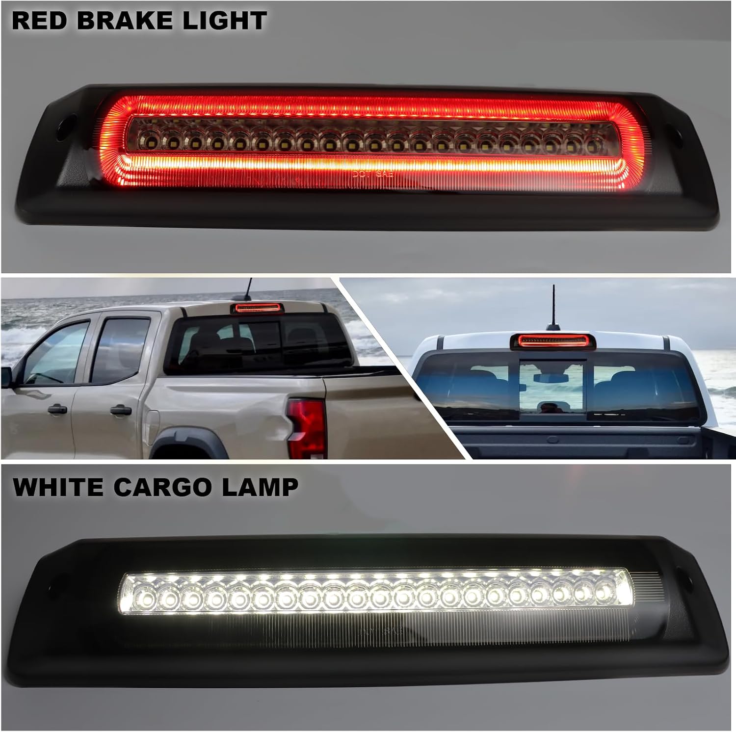 High Mount Stop Lights LED Third Brake Light Assemblies Compatible with Chevy Colorado/GMC Canyon 2015-2023 Rear Center LED 3rd Brake light Replacement (Smoke Lens)