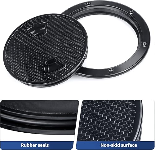 Miniatura 6 de smartmarine Escotilla de barco negra de 4 pulgadas, 6 pulgadas, 8 pulgadas, escotilla de inspección antideslizante redonda con cubierta desmontable