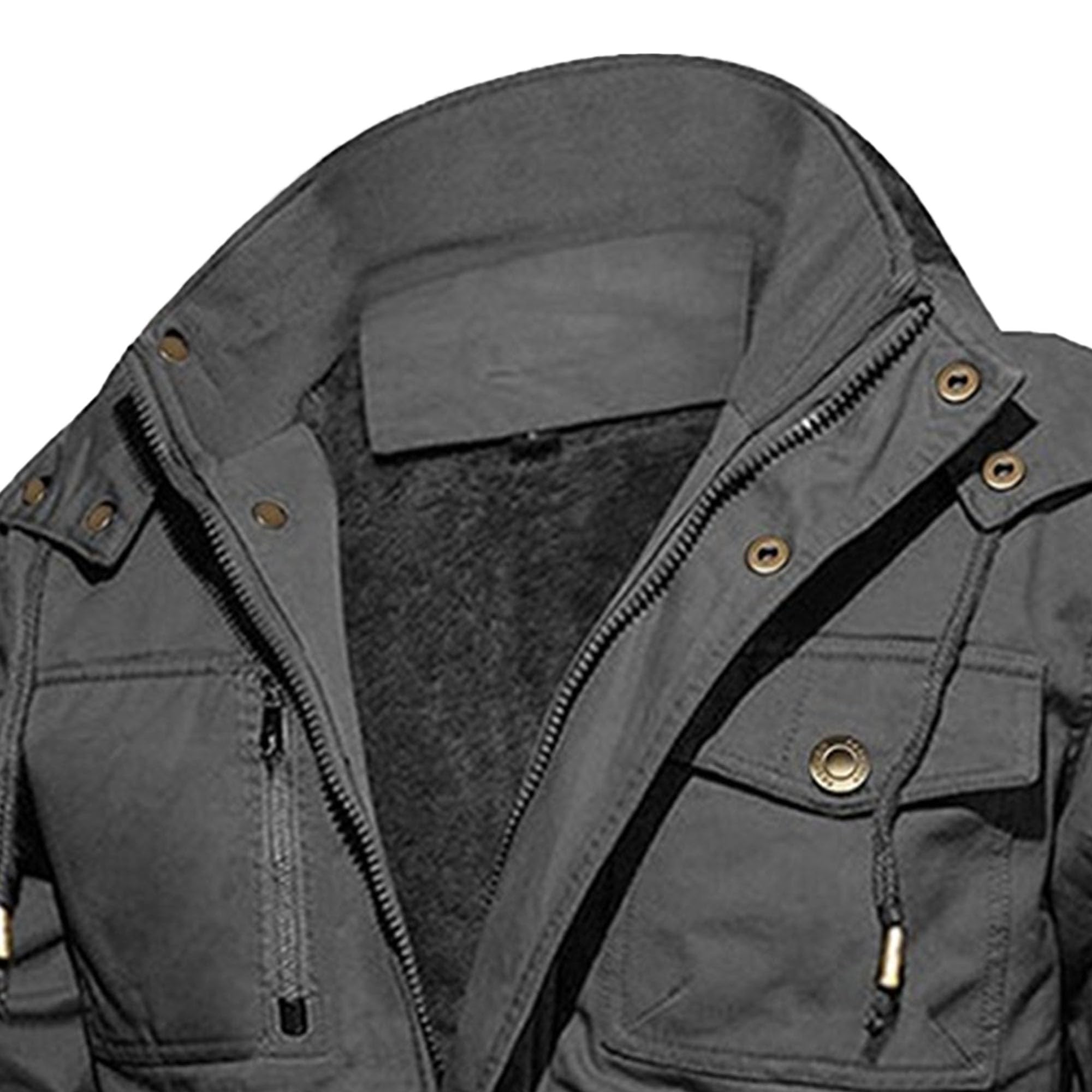 Chaqueta militar de invierno con múltiples bolsillos para hombre, con forro polar, abrigos de algodón con capucha