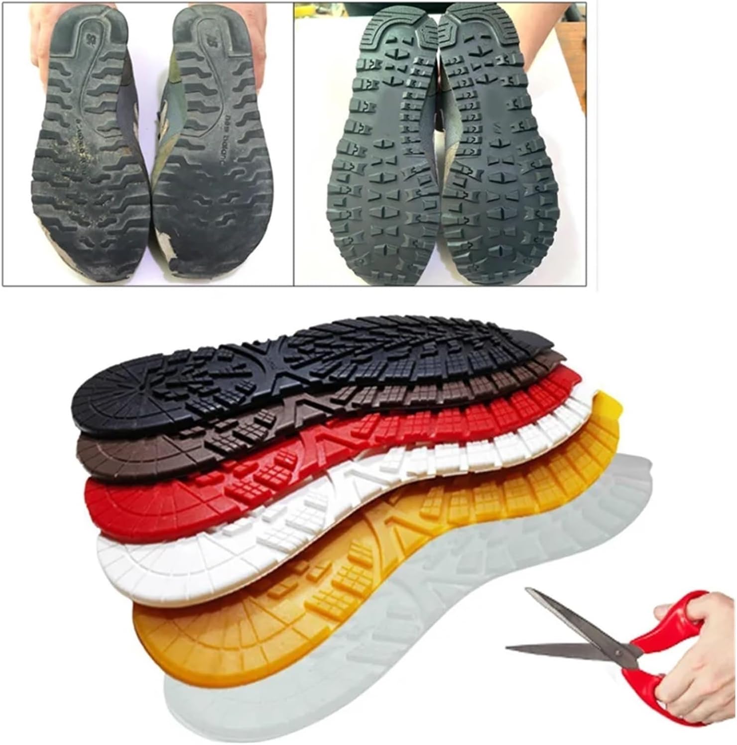 4pairs Wear-Resistant Thickened Rubber Soles Stickers Repair Shoes Sole Anti-wear Patches DIY Replacement Shoe Accessories(White)