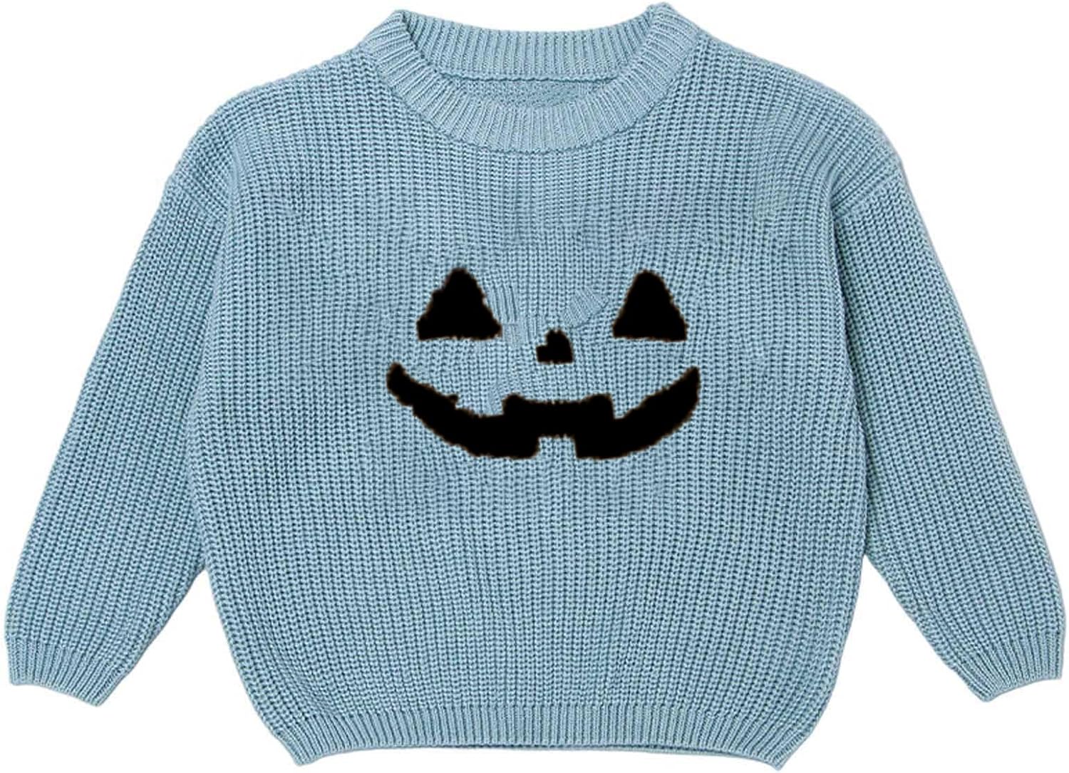 Toddler Baby Halloween Outfit Crewneck Pumpkin Knit Soft Comfy Sweater