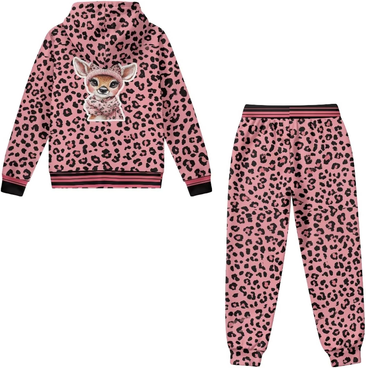 2 Piece Girls Sweat Suit Long Sleeve Track Suit Zip Up Hoodie Sweatshirts and Sweatpants with Pockets Jogger Set