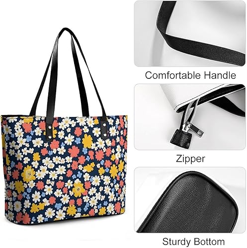 Miniatura 6 de Bolsa de mano, bolsas de mano para mujer, bolso de hombro de cuero con cremallera para trabajo, viajes, compras, playa