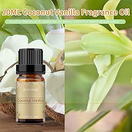 BURIBURI Coconut Vanilla Essential Oil, 10ml Premium Grade Scented Oil Coconut Vanilla Fragrance Oil for Diffuser, Massage, Candle, Soap Making