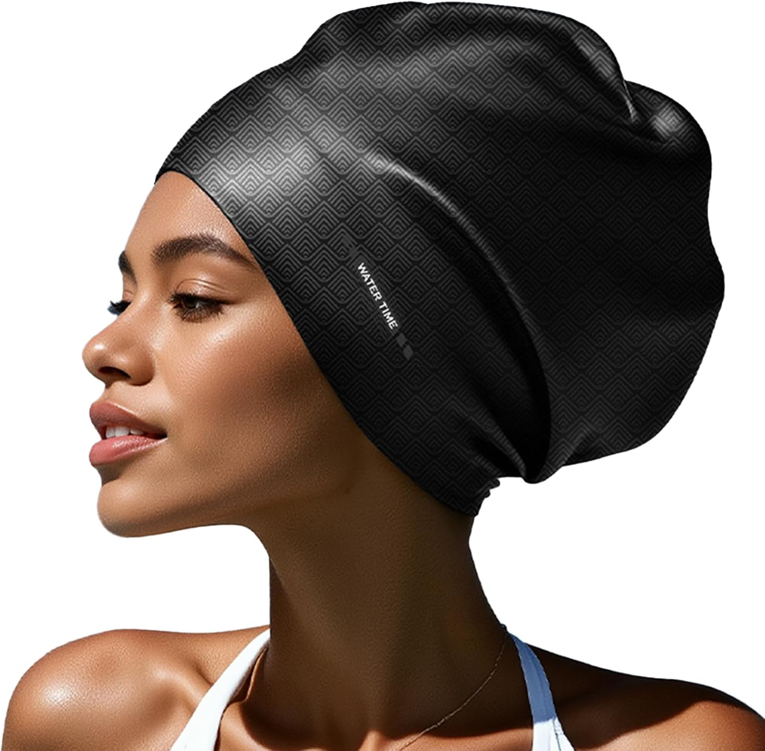 WATERTIME Large Swim Cap for Long Hair, Dreadlocks, Weaves, Hair Extensions, Braids, Curls & Afros Designed for Long Hair,Soft Silicone Pool Cap for Women & Men