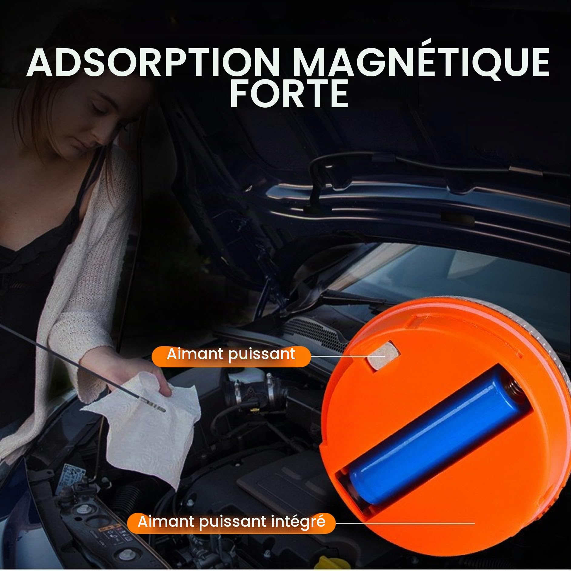 Lumières stroboscopiques LED d'urgence rechargeables approuvées V16 avec Base magnétique pour voitures et motos 2 p