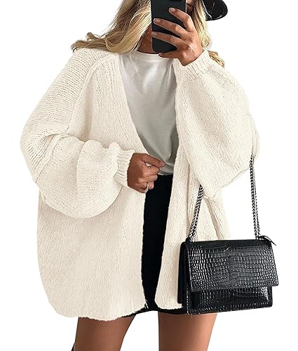 PRETTYGARDEN Womens Oversized Cardigan Sweaters 2026 Fall Long Lantern Sleeve