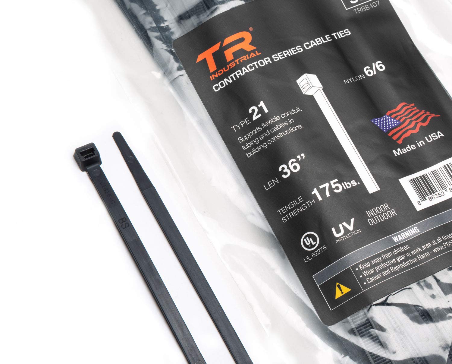 TR Industrial Contractor Series UV Cable Ties (50-Piece), 36", Type 21S, Made in USA