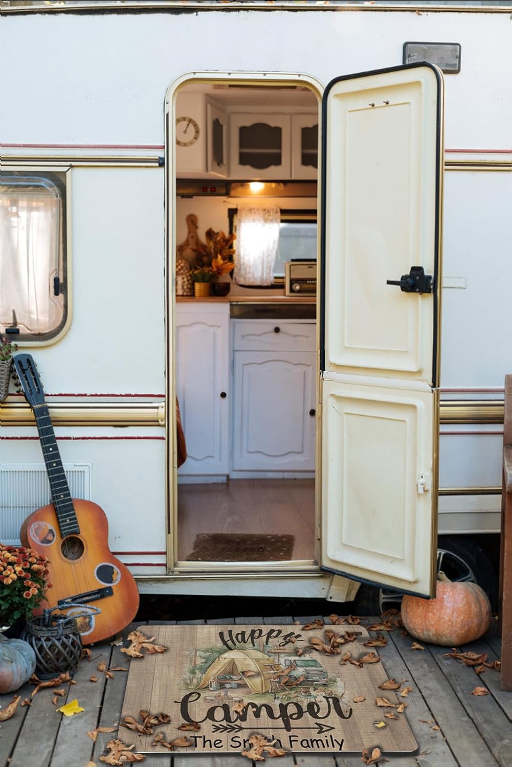 Camper RV Door Mat, 25" x35'', Personalized Name Camping Floor Mat, Spring Welcome Mat Entrance Mat Floor Mat Rug Indoor/Outdoor for Outside Camper Decor(mat-12)