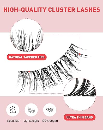 Miniatura 10 de Pestañas postizas pequeñas de aspecto natural de 0.433-0.512 in, pestañas postizas pequeñas con banda transparente, pestañas individuales que