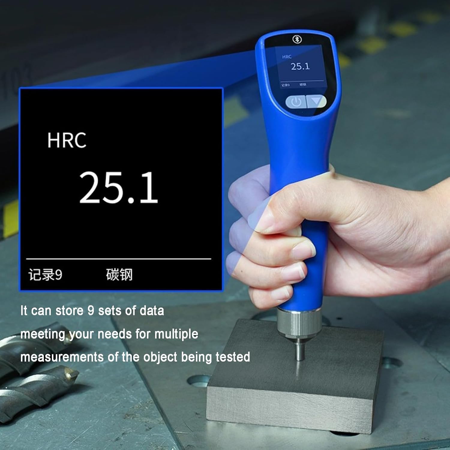 Probador digital portátil de dureza con sondas duales, almacenamiento de datos para 9 juegos, grosor mínimo de 5 mm, para pruebas de metales