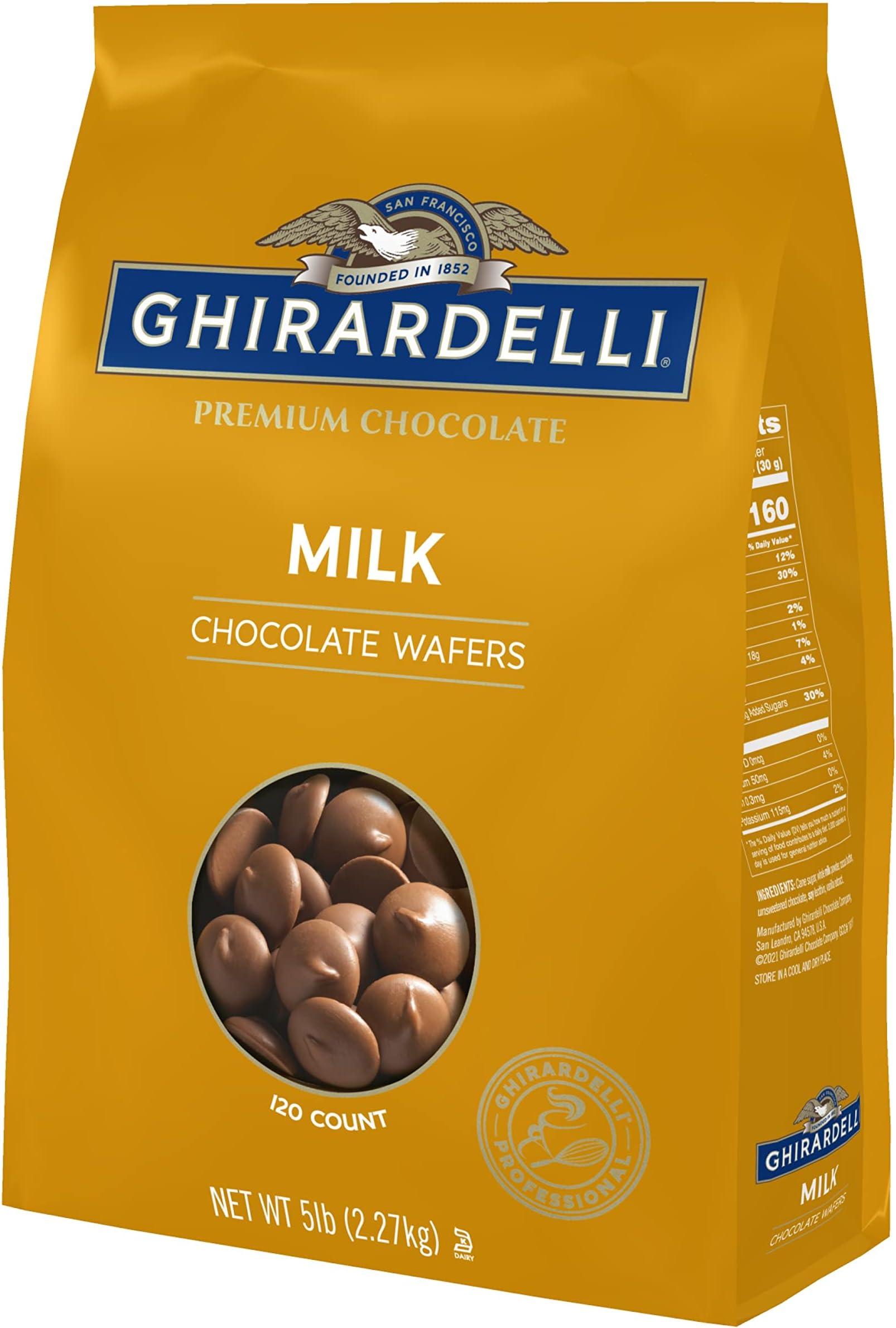 Ghirardelli Chocolate Company Milk Chocolate Wafers, 5lb (Pack of 2)