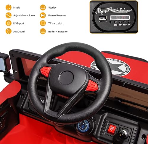 Miniatura 6 de Auto eléctrico de 12 V para niños con control remoto, calcomanías de bricolaje, 2 motores, luces LED, puertas de función completa, reproductor de