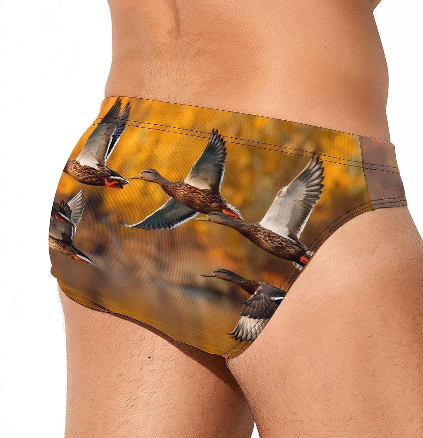 Forests Wildlife Wood Ducks Men's Swimsuit Brief Sexy Bikini Briefs Retro Printed Swimwear Quick Dry Swimming Trunks 3X-Large