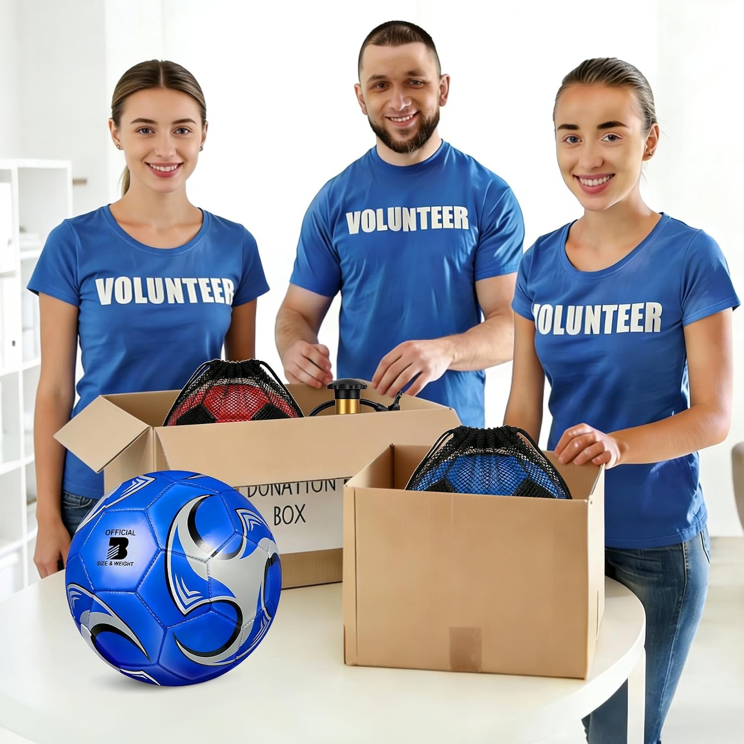 6 Pack Soccer Balls Size 5/4/3 Bulk – Includes Soccerball Drawstring Backpack, Needles, Ball Pump – Pelota De Futbol Official Size Training & Matches