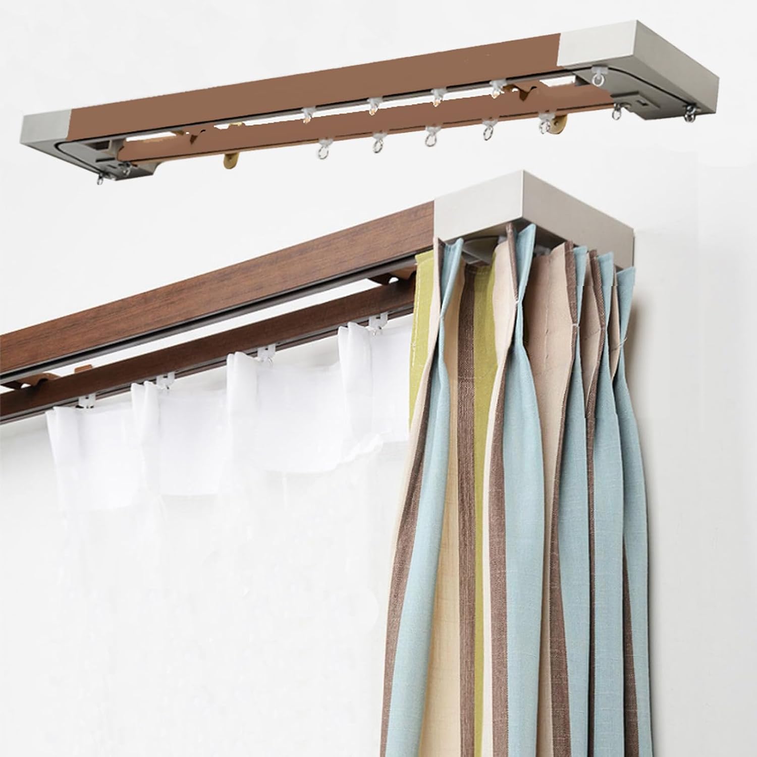 Drape Rails Support Amazon.com: ROENYAXYG Double Curtain Track Wall Mounted,Curtain Rail ...