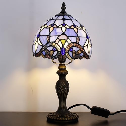Miniatura 9 de Pequeña lámpara Tiffany de cristal manchado, mini luz de acento de escritorio para dormitorio, mesita de noche, lectura, hogar, decoración de estilo