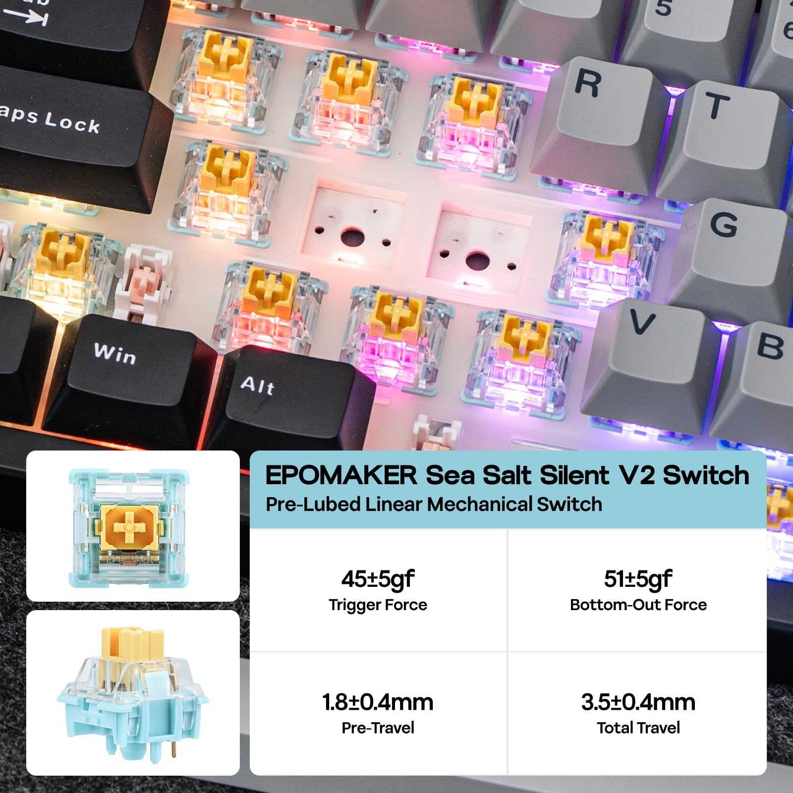 EPOMAKER TH108 PRO Tastiera Meccanica full size con Schermo e Manopola, Tastiera Wireless da gioco con 10000mAh, Creamy Gasket, Hot Swap, Custom Driver, RGB Backlight (Nero, Sea Salt Silent Switch)
