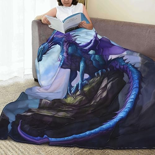 Miniatura 6 de Manta y mantas de dragón morado, regalos para amantes del dragón, mantas espaciales de dragón, decoración de dragón, suave y acogedora, manta de