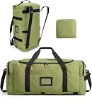 BAGSMART Foldable 60L Large Duffle Bag for Travel, 4 in 1 Travel Duffel Backpack, Water Resistant Carry on Bag for Weekender Trip, Gray