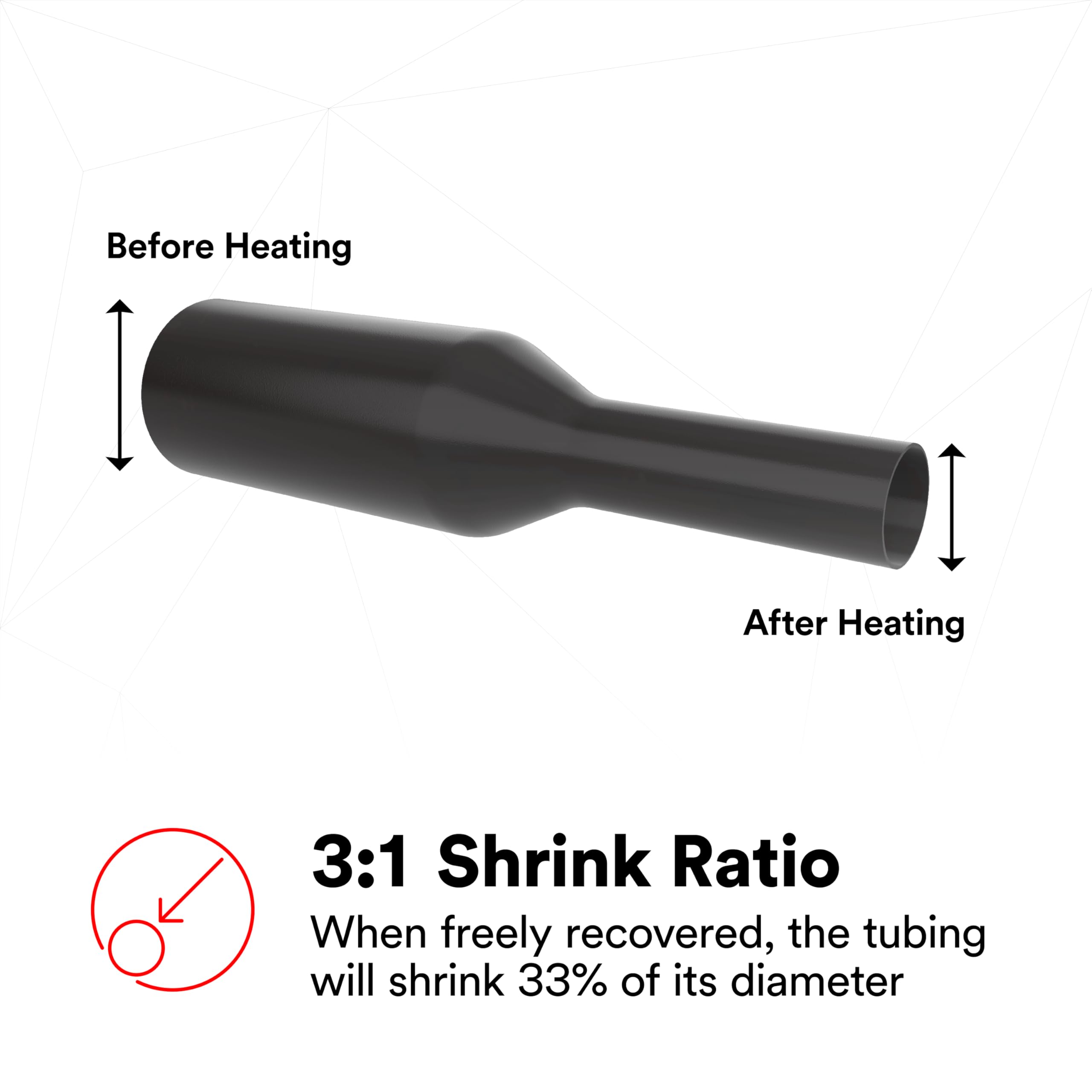 3M Gaine thermorétractable à paroi mince 300, avec revêtement adhésif, 6,35 mm - noir, 15,2 cm de long