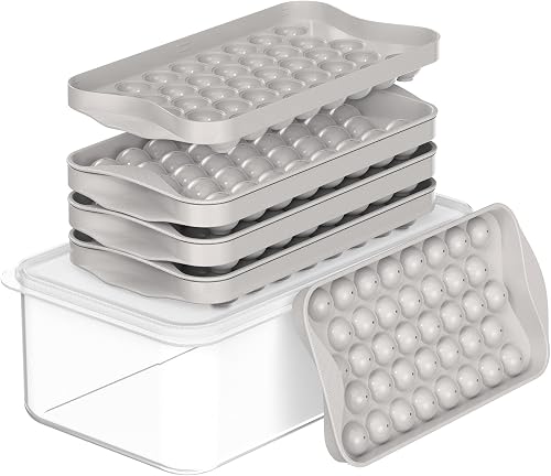 DOQAUS Mini Ice Cube Trays, Ice Trays with Lid and Bin, Easy Pop Out Ice Balls f