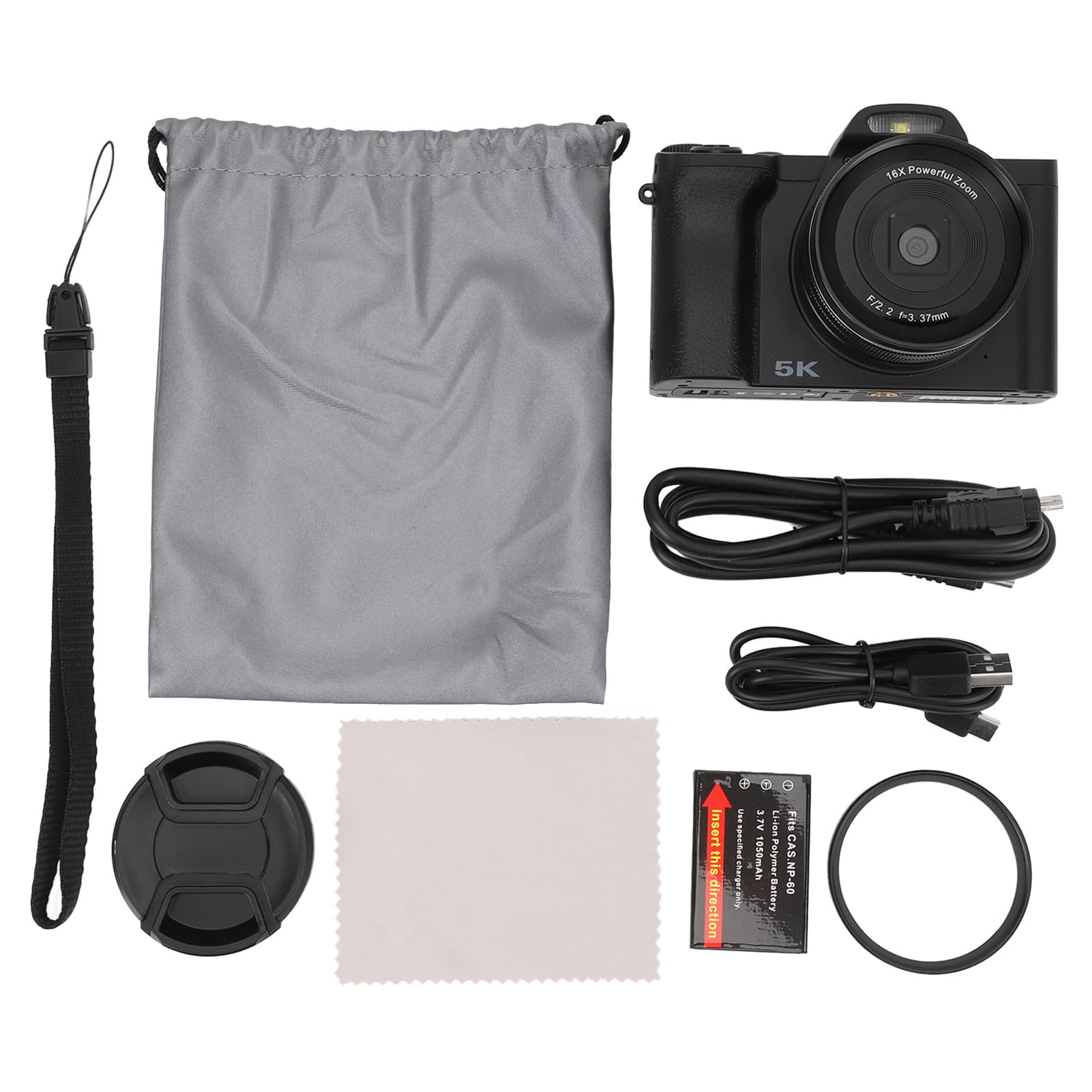 5K Kamera Vlogging Kamera Wideo Kamera Tworzenie Kamery 48MP 3,5 Cala IPS Ekran 16x Cyfrowy Zoom Autofokus z Filtrem UV do Fotografii Podróży