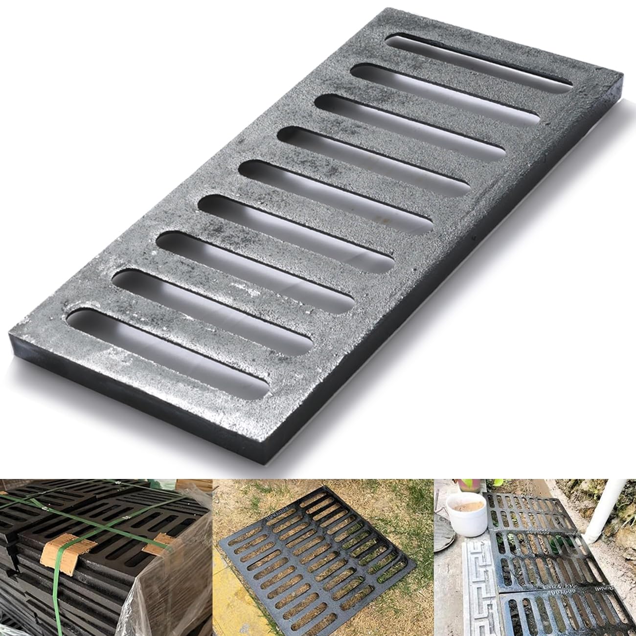 Cast Iron Drain Grate, 17 * 8 in B125 Class Outdoor Drain Cover