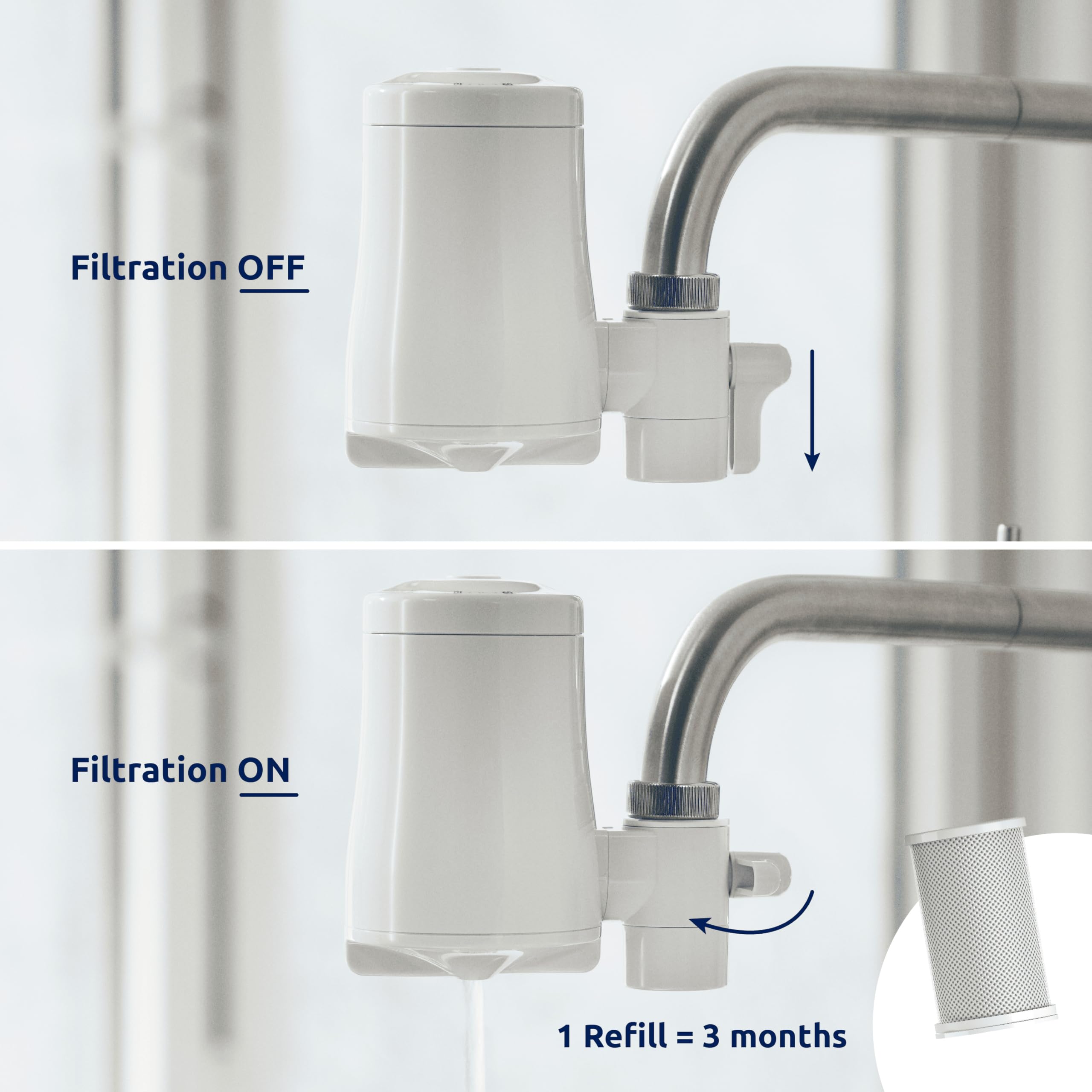 Tappwater EcoPro - Filtre à eau sur robinet, système de filtration en 5 étapes avec nanotechnologie, filtre plus de 100 substances, y compris le chlore, calcaire et mauvais goût (4 recharges incluses)