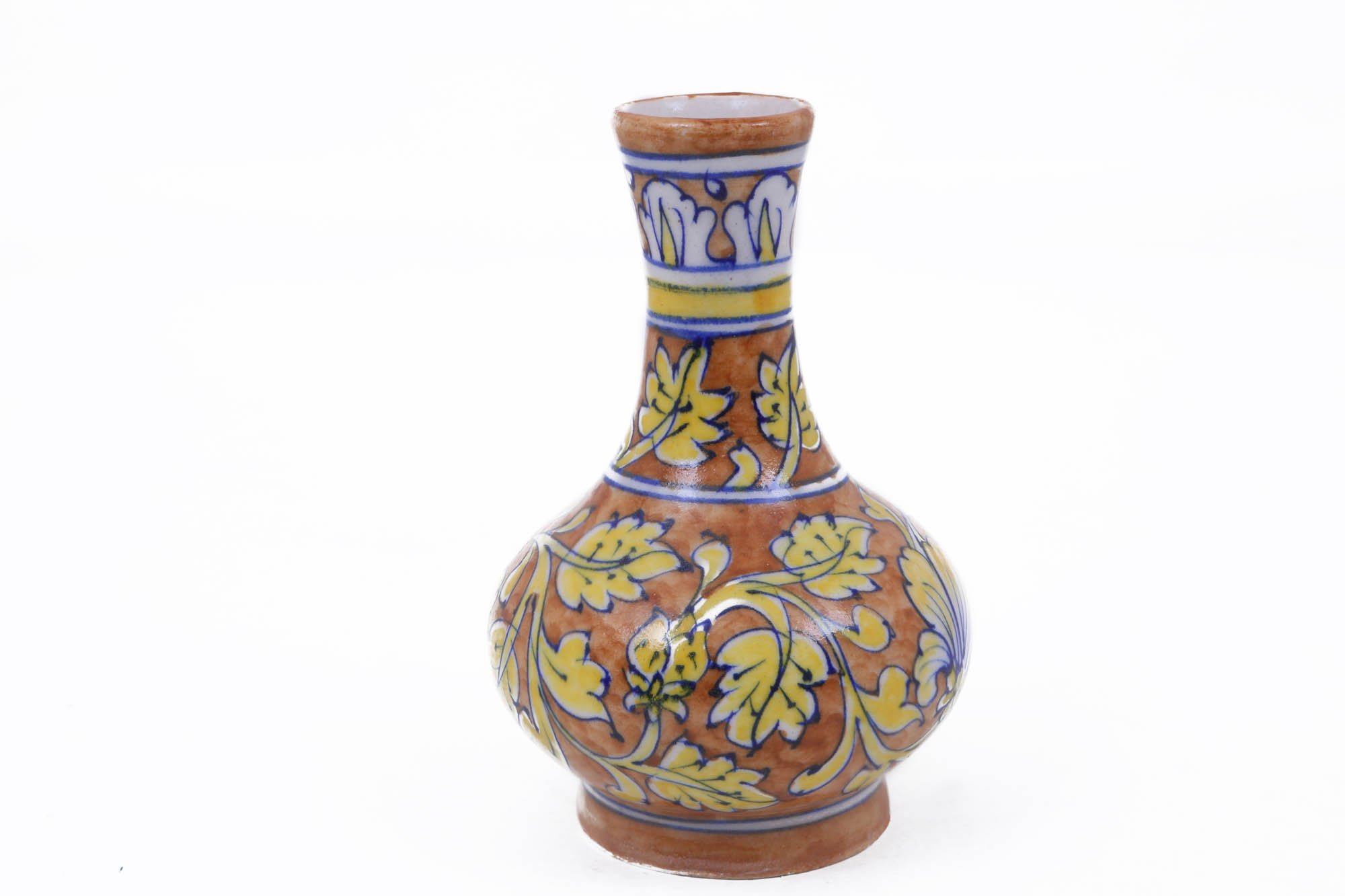 Poterie bleue SURAHI fleur : sublimez votre table basse avec ce vase décoratif