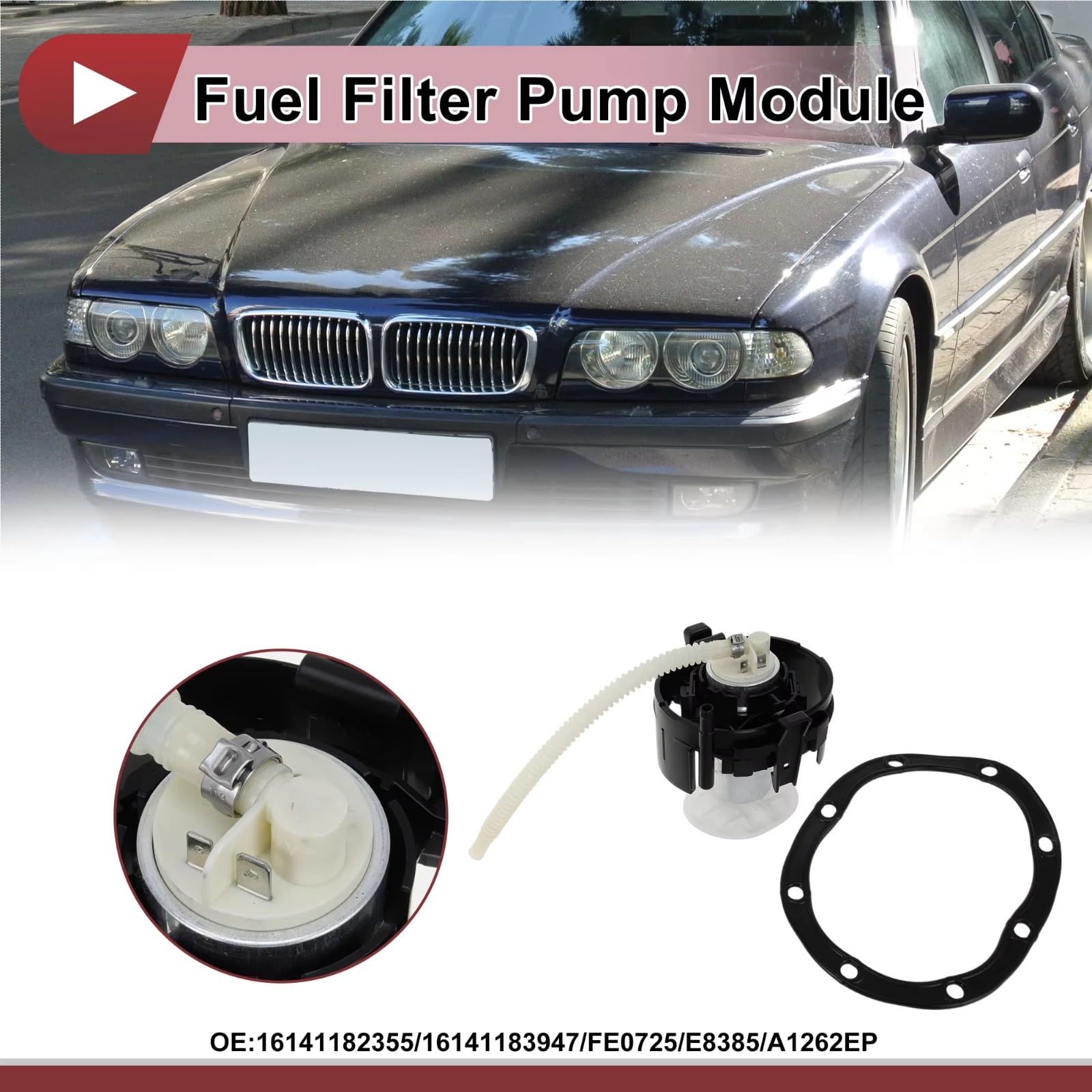 Módulo Bomba De Combustible Módulo De Filtro De Conjunto De Bomba De Combustible Con Colador Compatible Con Para 750iLP 740iLP Sedan Automático 1999 2000 2001 16141182355