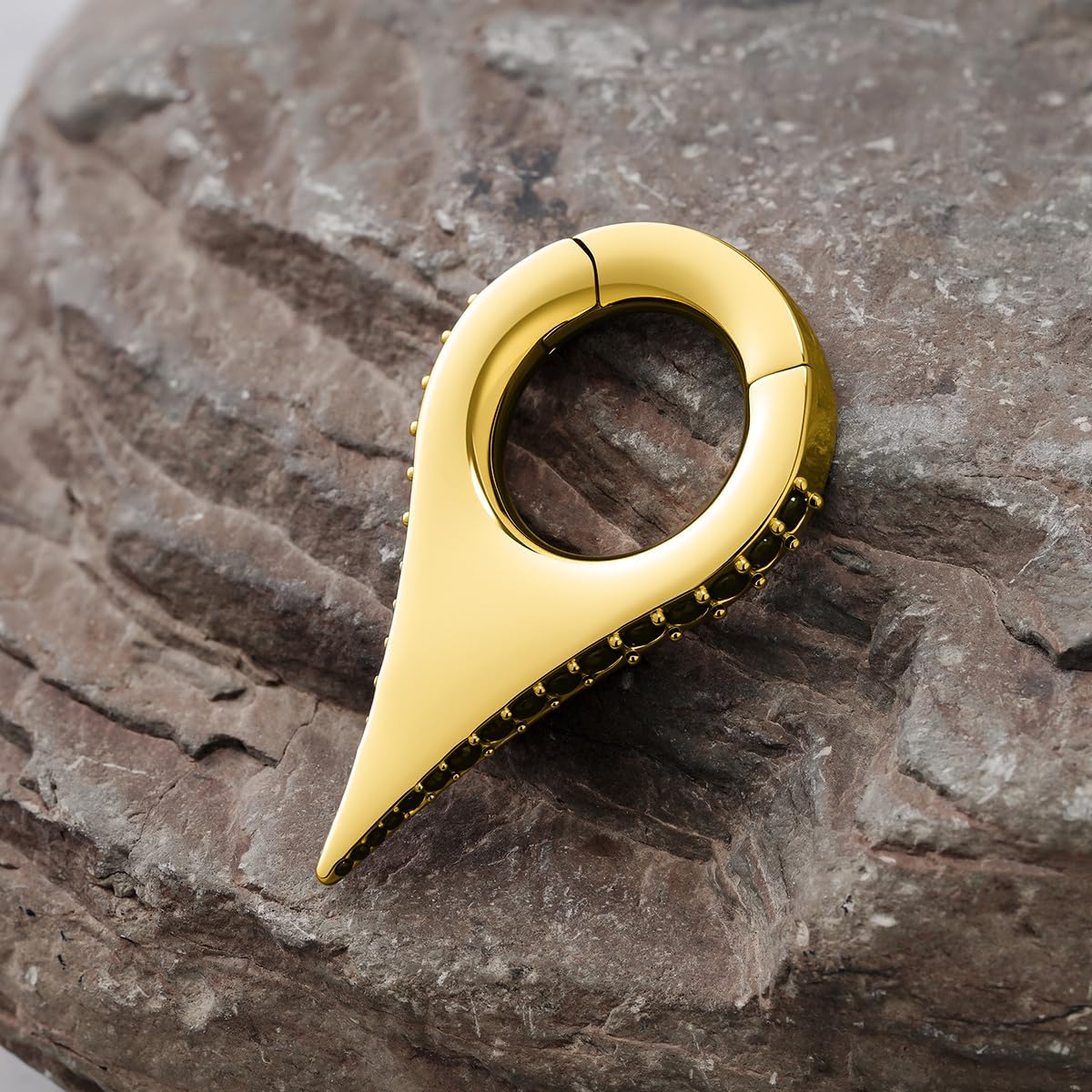 ERKUOO CZ Teardrop Triangle Ear Hangers Heavy Weights for Stretched Ears 4G 6G Gothic Punk Hypoallergenic Gauges Jewelry Body Piercing Accessories for Men Women