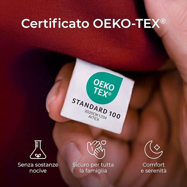 Federe 50x50 Cotone Rinforzato (Set da 2) - Borgogna - Trama Fitta a 57 Fili/cm² - Federe Cuscini 50x50 cm - Federe Cuscino 50x50 Certificate Oeko Tex - Dreamzie - 5