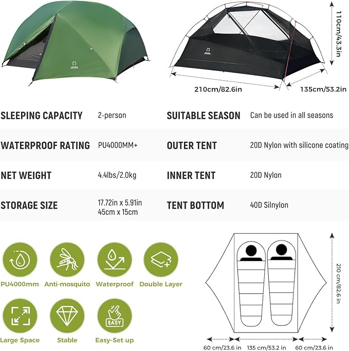 Carpa para mochilero ATEPA Voyage 2 personas ultraligera miniatura 2