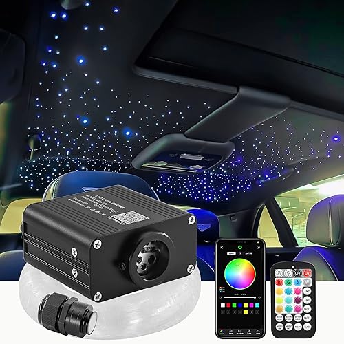 Twinkle Starlight Kit de Cielo Estrellado Mixto 450 piezas 9.8 pies, 16W Luces de Fibra Óptica de Tamaño Pequeño para Techo Estrellado de Automóvil