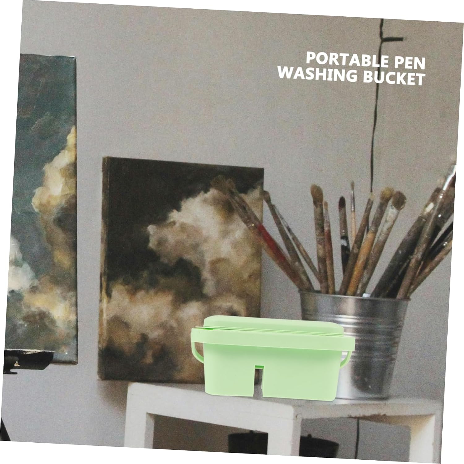 STOBOK Watercolor Brush Holder Portable Painting Supplies for Artists Versatile Brush Cleaner and Mixing Bucket Easy to Clean Design for Art Projects