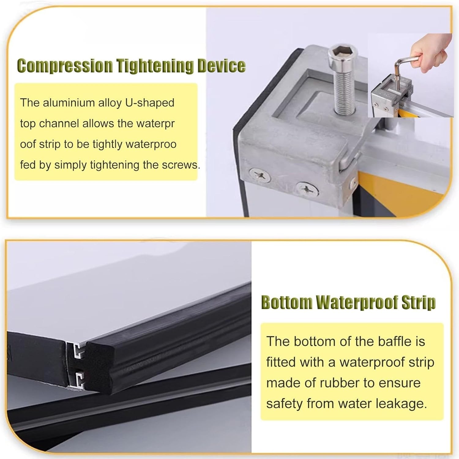 Garage Flood Control Barriers, 20 Cm Height Reusable Water Deflector, Aluminum Front Door Flood Guard for Warehouse House Entrances Streets Exterior Under Door, 50 60 70 80 100 120 150 200 C