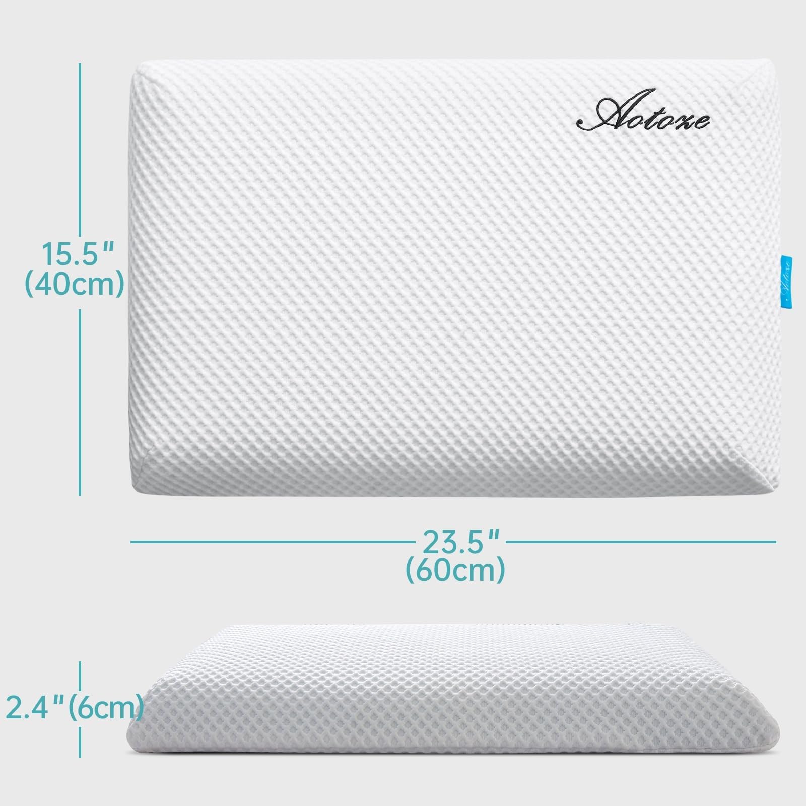 Almohada Baja y Firmeza | Almohada Dormir Boca Abajo | ​Almohadón​ Fina Y Plana | Cojín​ Cervical Baja Viscoelastica Fina 60x40x6 cm