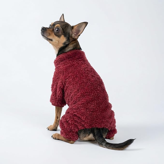 Pijama de Vellón para Perro, Nochebuena, Talla XS, Granate miniatura 3