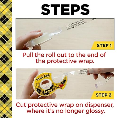 Miniatura 3 de Scotch Rollos de repuesto de cinta permanente de doble cara, 1/2 pulgadas x 36 yardas, núcleo de 3 pulgadas, transparente, 12 rollos (665-12