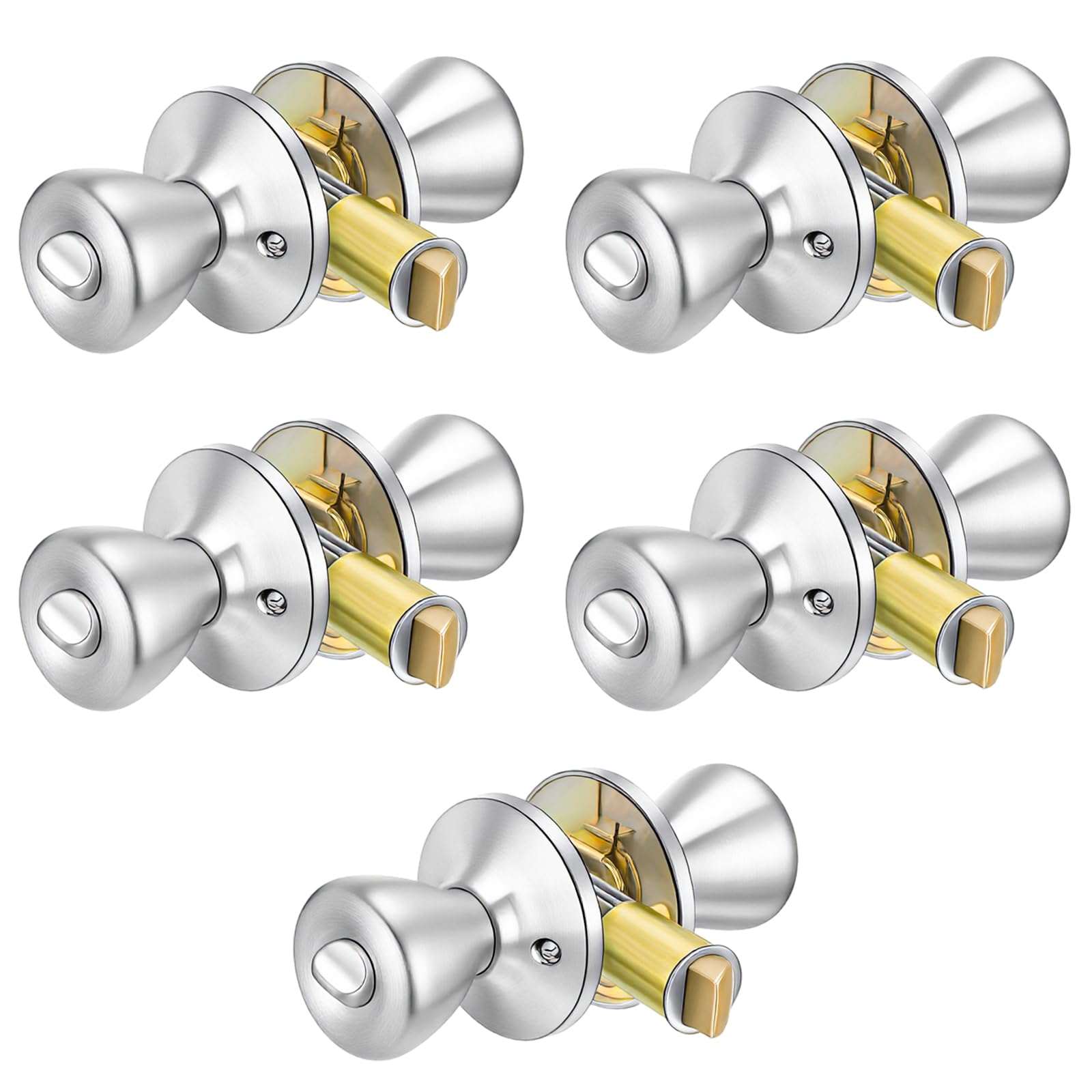 Otoolling 5 Set Mobile Interior Door Knob Lock Set, 1-78 inches, Silver