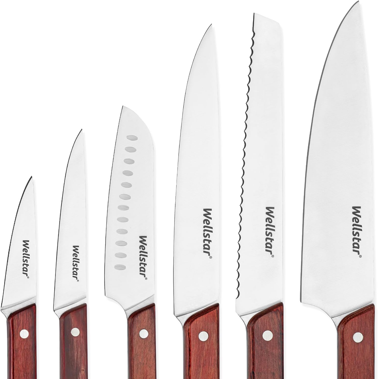 Chef Knives Set, 6-Piece Kitchen Knife Set, Sharp Professional Cooking Knives with High-Carbon-Stainless-Steel Blades