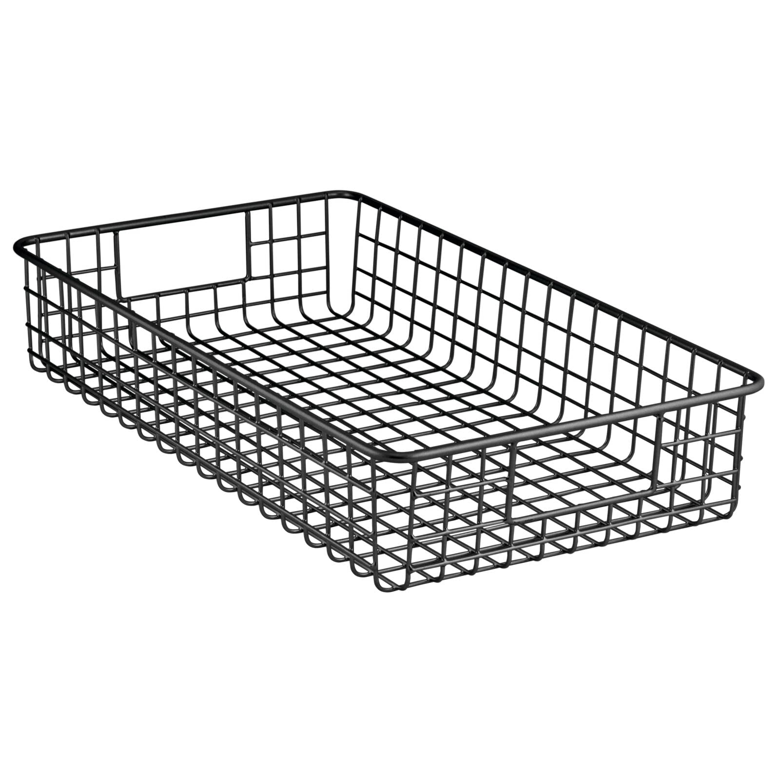 mDesign 2er-Set Drahtkorb aus Metall – breiter Allzweckkorb zur Aufbewahrung auf der Arbeitsplatte, in der Küche, Speisekammer etc. – auch als Schrankkorb geeignet – mattschwarz