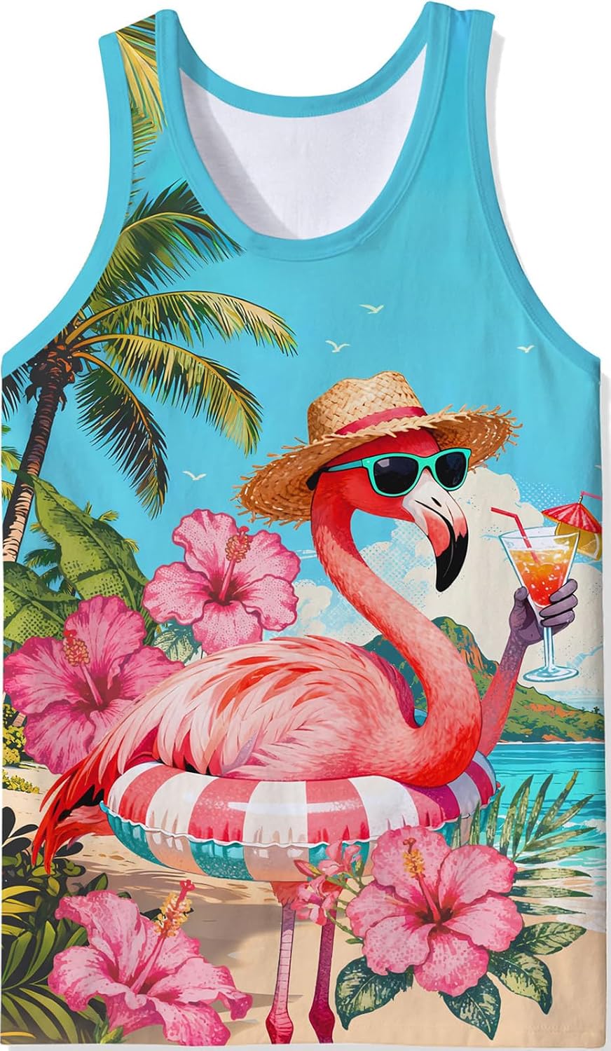 RAISEVERN Men's Tank Tops Summer Sleeveless Tee Cool Workout T-Shirts Beach Athletic Undershirts
