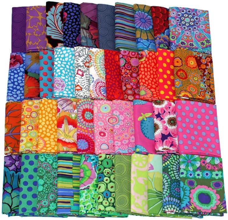 Fields 10 Fat Quarters - Kaffe Fasset Collections by Free Spirit Floral Flowers Flower Botanical Geometric Pattern Assorted Quality Quilters Cotton Fabrics