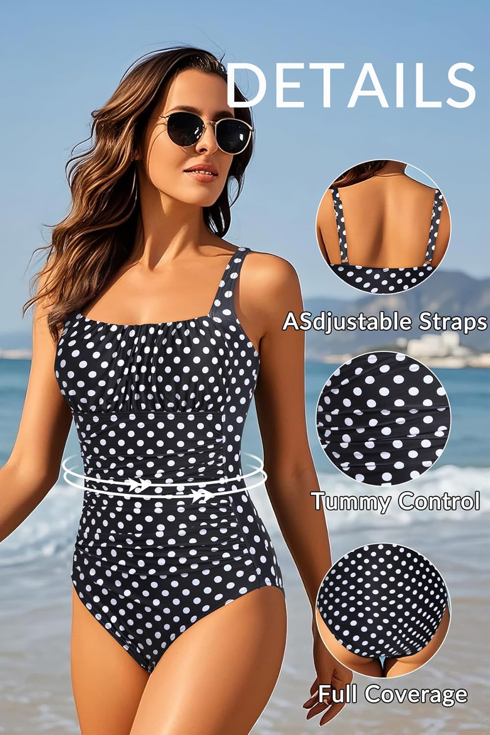 Aqua Eve One Piece Bathing Suit for Women Tummy Control Swimsuit Slimming Vintage Swimwear - Image 5