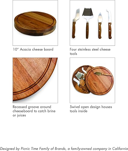 Miniatura 6 de TOSCANA - Juego de tablas de cortar y herramientas personalizadas con monograma de iniciales de acacia Circo de queso, 10.2 x 10.2 x 1.6, letra J