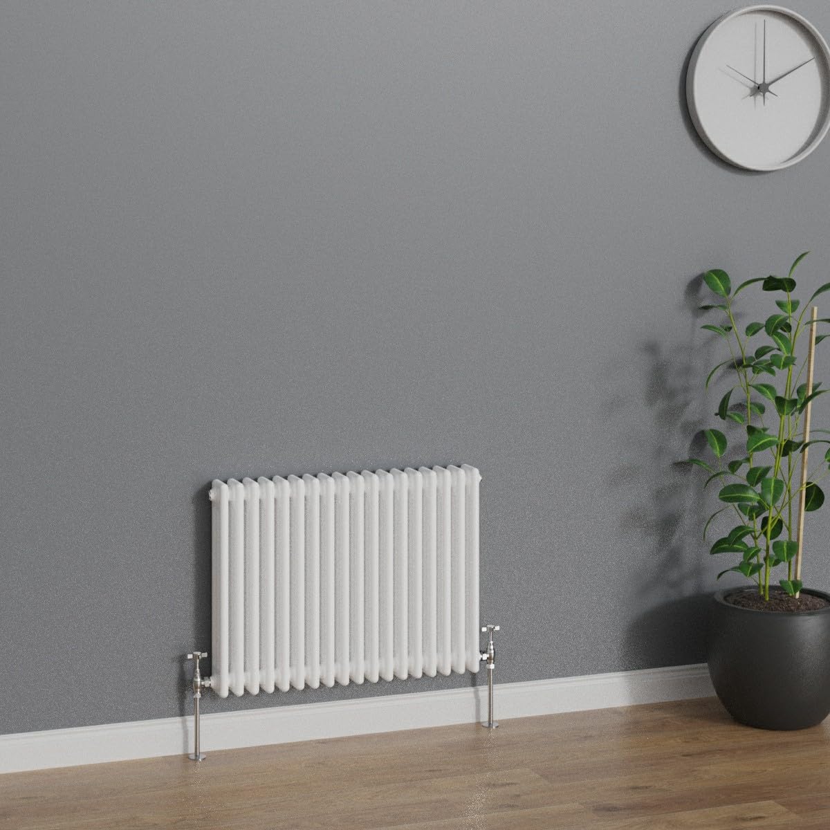 Warmehaus White Traditional Radiator Horizontal Triple Column Cast Iron Radiators Central Heating 600X832mm