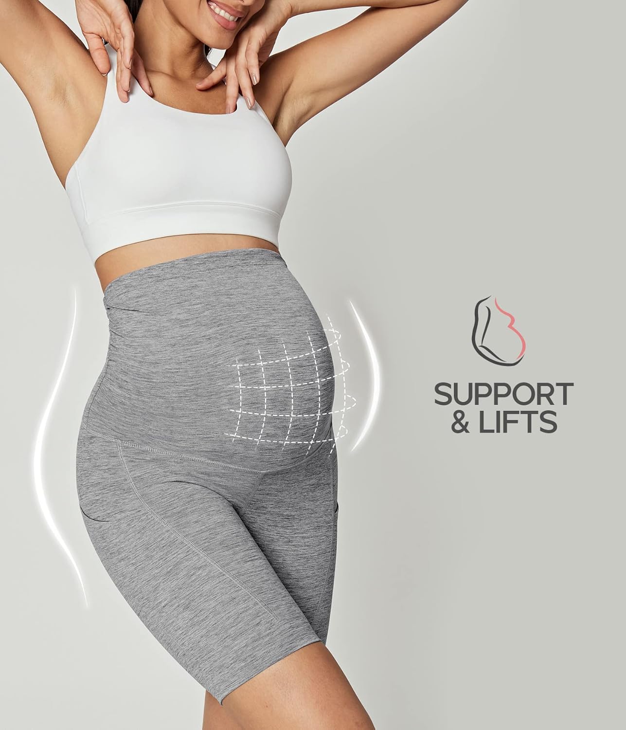 Ewedoos Maternity Biker Shorts with Pockets Buttery Soft Maternity Shorts Over Belly Pregnancy Shorts Active Yogs Short - Image 2